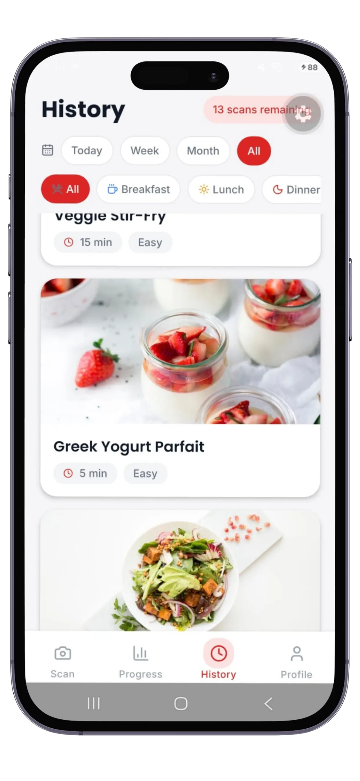 DietAI app screen — personalized goals setup